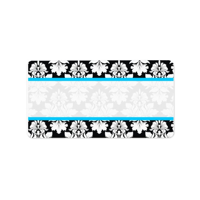 Damask Étiquettes de adresse bleu clair (Devant)