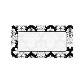 Damask Étiquettes de messagerie Noir Blanc