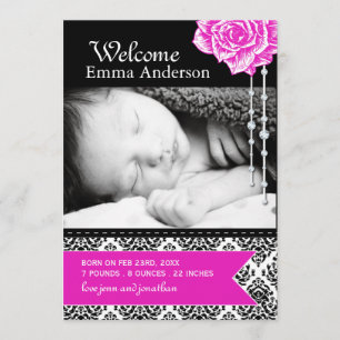 Damask Faire-part de naissance personnalisé