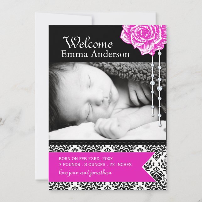 Damask Faire-part de naissance personnalisé (Devant)