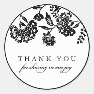 damask floral noir merci sticker