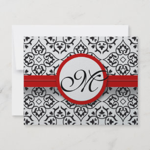 Damask Frontières Côté Rouge Trim Mariage RSVP
