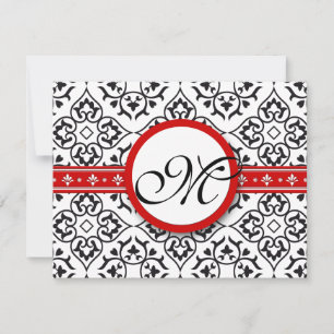 Damask Frontières Côté Rouge Trim Mariage RSVP