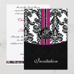 damask fuchsia faire-part de mariage