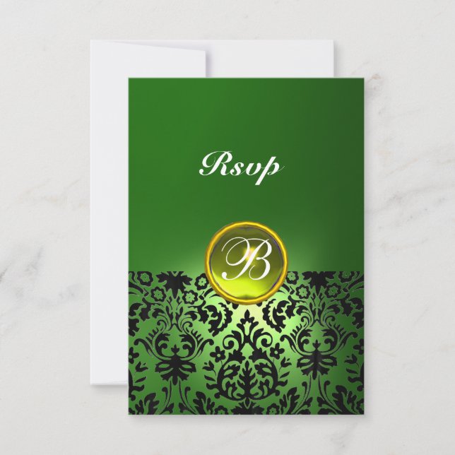 DAMASK GEMME PIERRE MONOGRAMME Vert Jaune Rsvp (Devant)