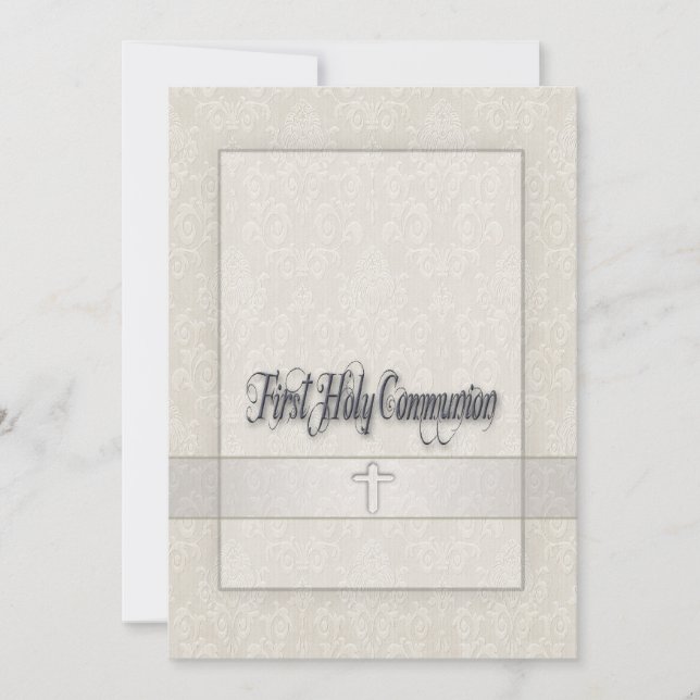 Damask Girls First Communion Invitation (Devant)