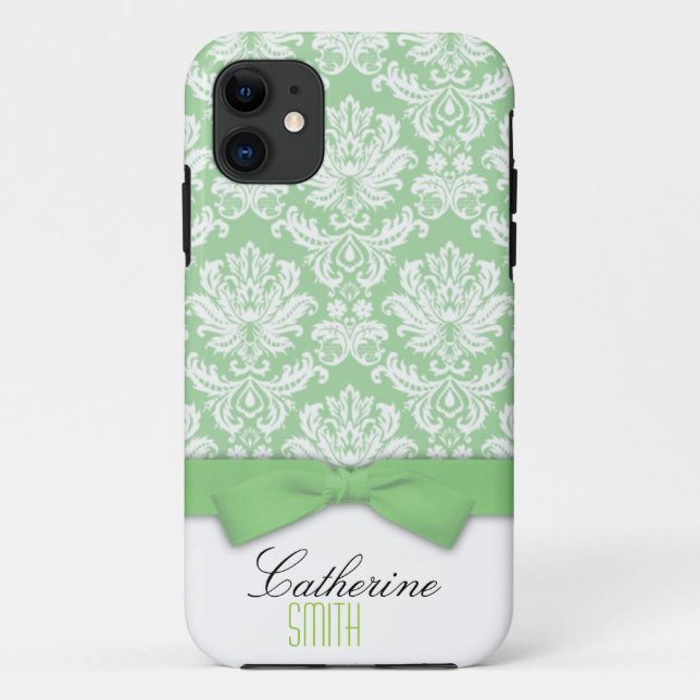 Damask Green Bow iPhone 5 Coque (Dos)