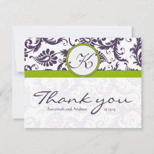Damask Green & Lapis Purple Mariage Merci
