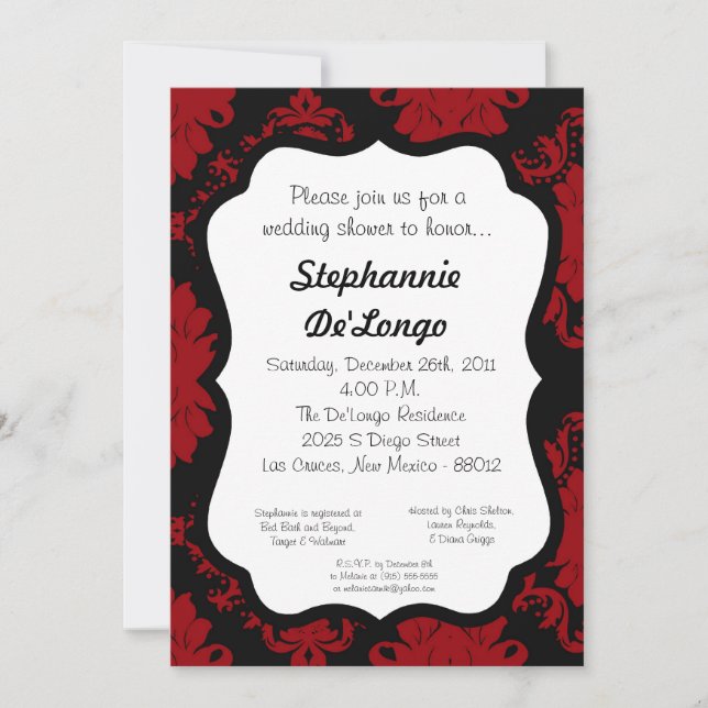 Damask Lace Fancy Elegant Baby Shower Invitations (Devant)
