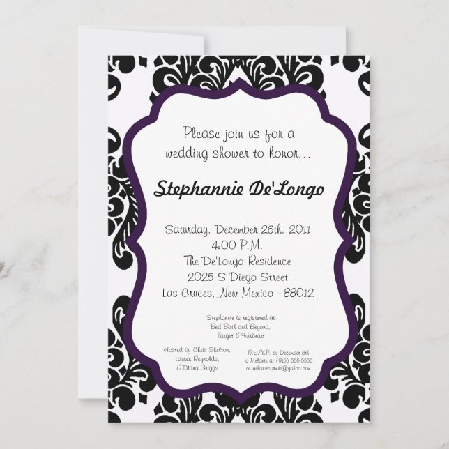 Damask Lace Fancy Elegant Baby Shower Invitations (Devant)