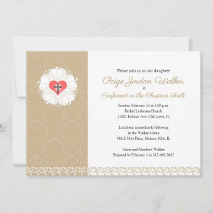 Damask Lutheran Cross Confirmation Invitation