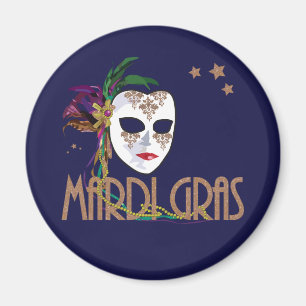 Damask Mardi Gras Masque Magnet