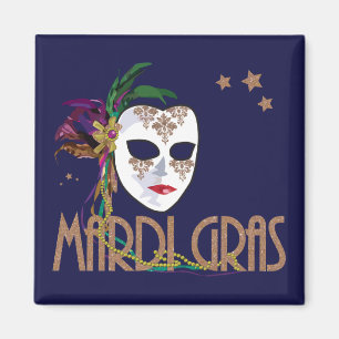 Damask Mardi Gras Masque Magnet
