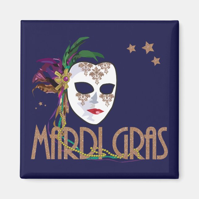 Damask Mardi Gras Masque Magnet (Devant)