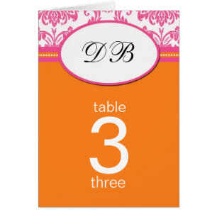 Damask Mariage rose et orange Numéro de table