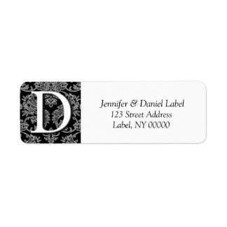 Damask Monogramme D Étiquettes d'adresse de retour