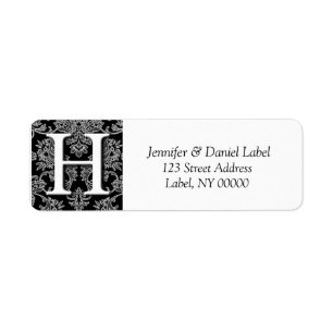 Damask Monogramme H Adresse de retour Étiquettes