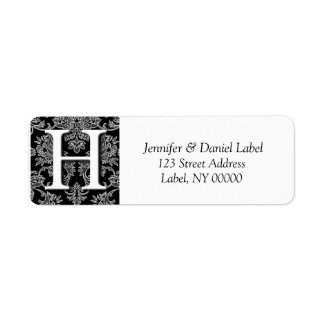 Damask Monogramme H Adresse de retour Étiquettes