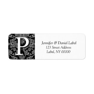 Damask Monogramme P Adresse Étiquette