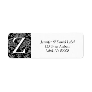 Damask Monogramme Z Adresse de retour Étiquettes