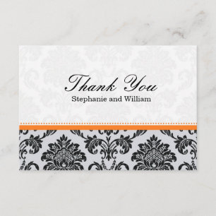 Damask Orange Mariage Carte de remerciements