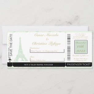 Damask Paris Boarding Pass Faire-part de mariage