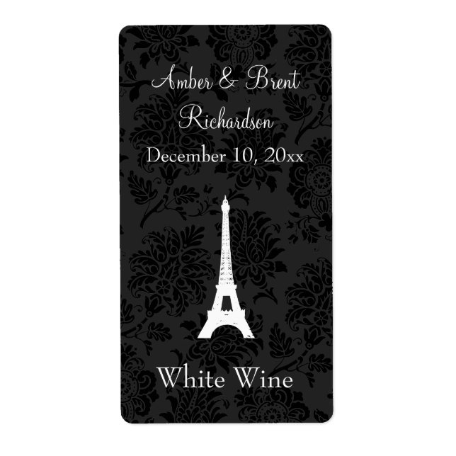 Damask Paris Wine Étiquette (Devant)