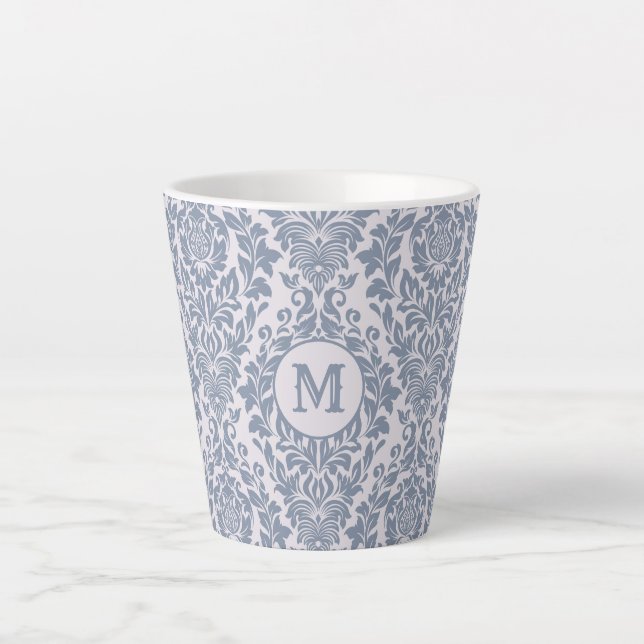 Damask Pattern personnalisé monogramme mugs (Devant)