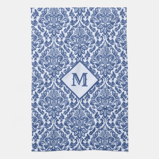 Damask Pattern personnalisé monogramme serviette d (Vertical)