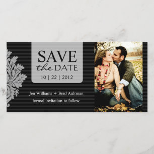 Damask Photo Enregistrer La Date Invitation