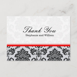 Damask Red Mariage Carte de remerciements