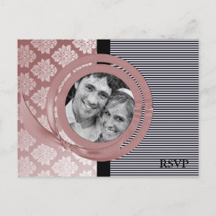 Damask Ribbon photoframe Mariage carte postale RSV