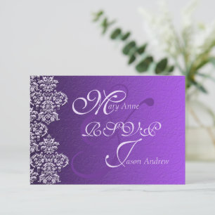 Damask Royal Purple Wedple Carte RSVP