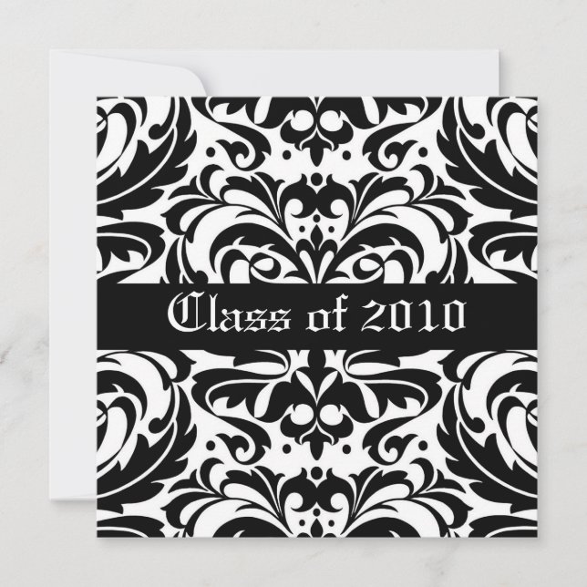 Damask Scroll Class of Graduation Invitation (Devant)