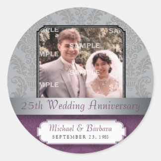 Damask Silver (25e) Anniversaire autocollant