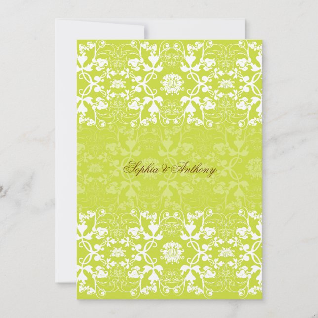 Damask Swils Lace Lime Faire-part de mariage 2 (Devant)