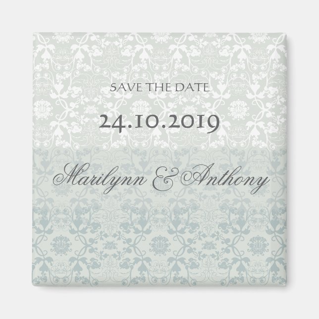 Damask Swirls Lace Dream Save the Date Magnet (Devant)