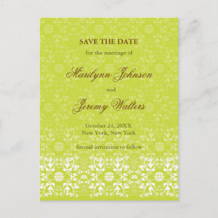 Damask Swirls Lace Lime Enregistrer La Date Carte