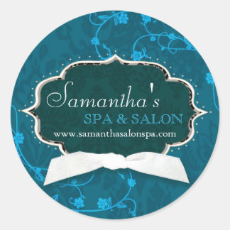 Damask Swirls Spa Salon Business Étiquette de prod