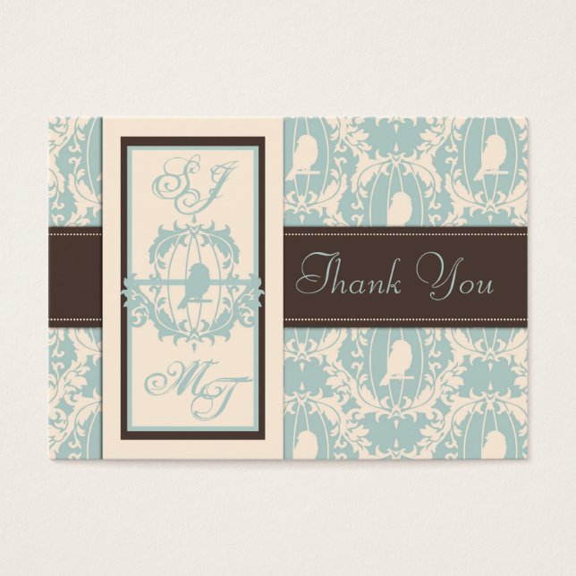 Damask Tweets TY Carte pour notes (Devant)