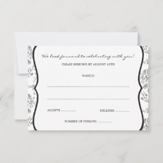 Damask victorien (noir) RSVP ou cartes de réponse