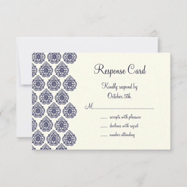 Damask Vintage RSVP (bleu) (Devant)