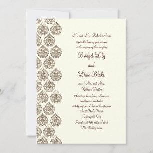 Damask Vintage Wedding Invitation (marron)