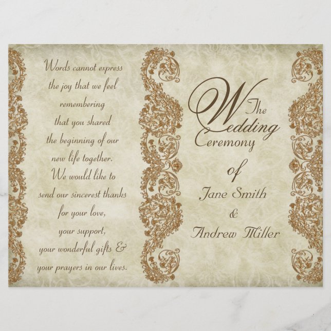 Damask vintage Wedding Programme de mariage Circul (Devant)