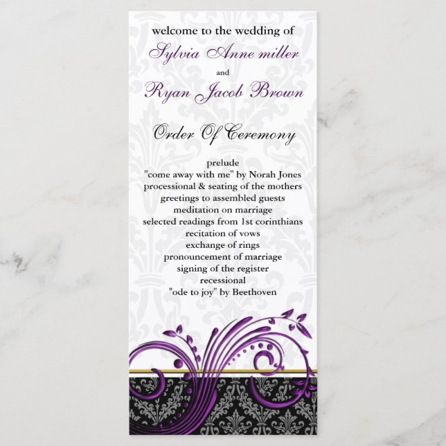 damask violet programme de mariage (Devant)