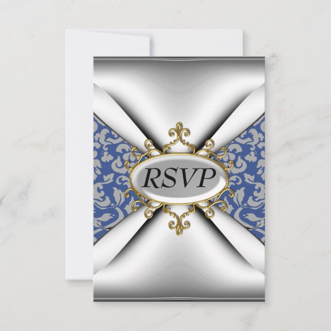 Damask White Anniversaire Fête RSVP (Devant)