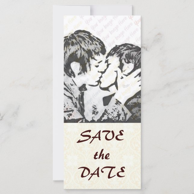 Damask White MARIAGE Sauvegarder la date (Devant)