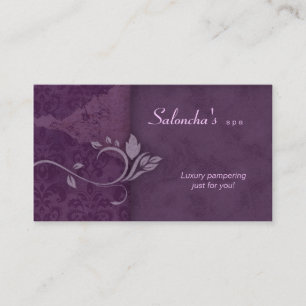 Damassé âgée par pourpre de carte de visite de spa
