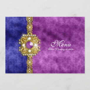 damassé bleue pourpre de menu bling