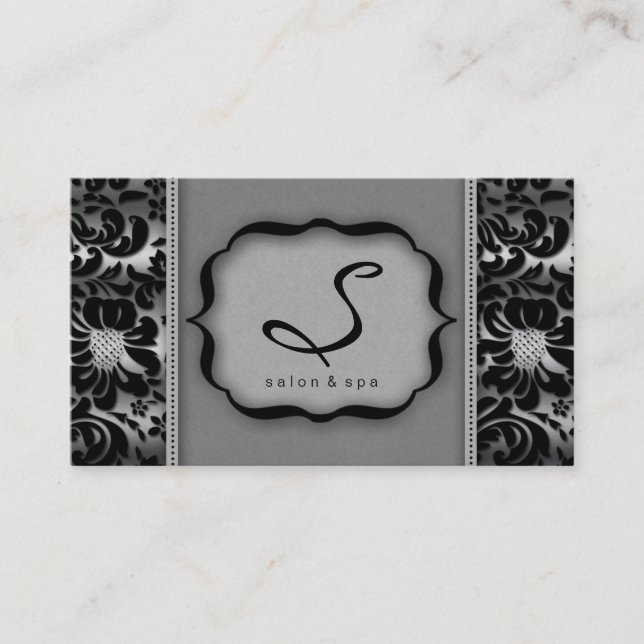 Damassé d'argent de carte de visite de spa de (Devant)